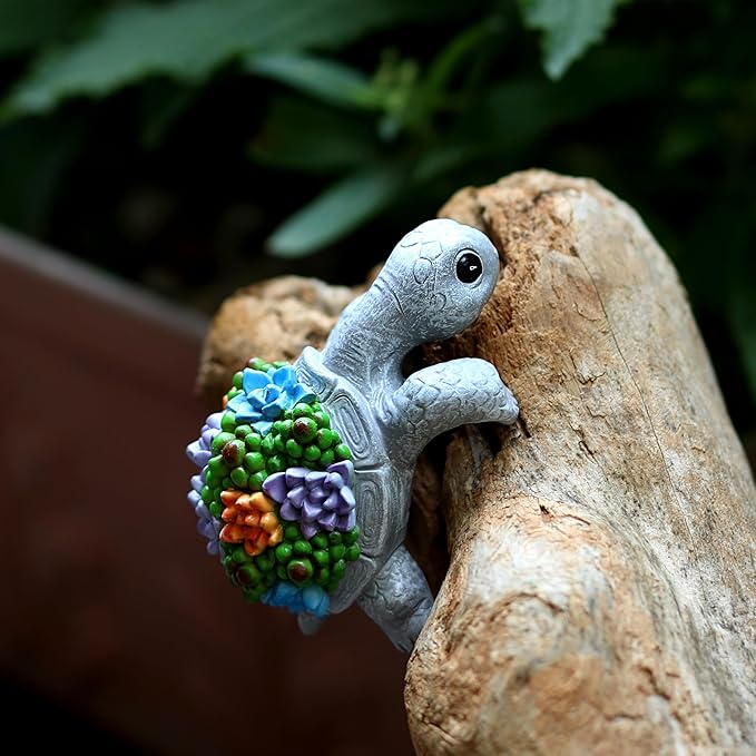 Cute Climbing Turtle Flowerpot Hug Statue, Resin Hanging Turtle Statue Flowerpot, Home Decoration, Garden Fence, Balcony, Patio, Lawn, Courtyard Ornaments