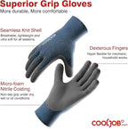 COOLJOB 2 Pairs Micro-Foam Nitrile Safety Work Garden Gloves with Touchscreen Fingers, Lightweight Working for Men’s Sweaty Hands, Non-slip Coated Grip Fits Most Tasks, Medium, Blue & Black