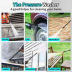 Pressure Washer, Power Washer High Pressure Cleaning Machine with 20FT Hose 35FT Cord Foam Cannon and 4 Nozzles for Clean Cars Fences Home Patio Driveway