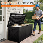 130 Gallon Deck Box Outdoor Indoor Waterproof Storage Box for Patio Furniture, Pool Accessories, Garden Tools, and Cushion Storage, Black