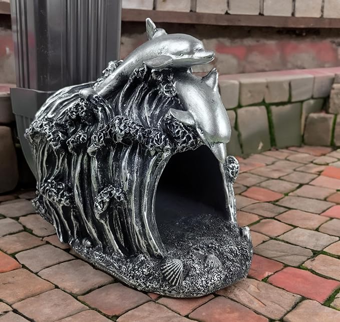 coolboy Dolphin Statue Gutter Downspout Extension Decorative,Animal Garden Statue Outdoor Decor,3"×4" Rain Gutter Downspout Splash Block,Rain Downspout Diverter