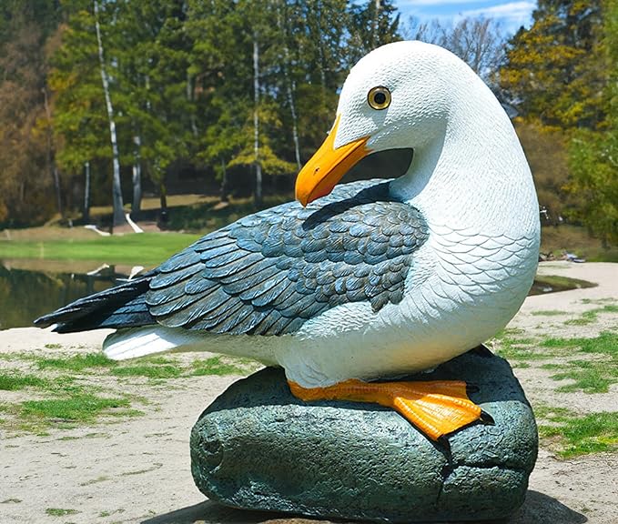 coolboy Real Seagull Figurine Garden Decorations,Seagull Statue Outdoor Decoration,Sea Bird Figurine Nautical Statue Coastal Beach Home Decorations Nautical Seagull Sculpture