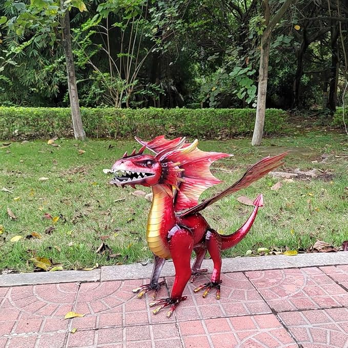 Decorative Fiery Red Dragon Figurine, Vasuki The Dragon Statue, Design Tales of legendia Flying Dragon Statue, The Dragon of Mythical Castle Garden Statue