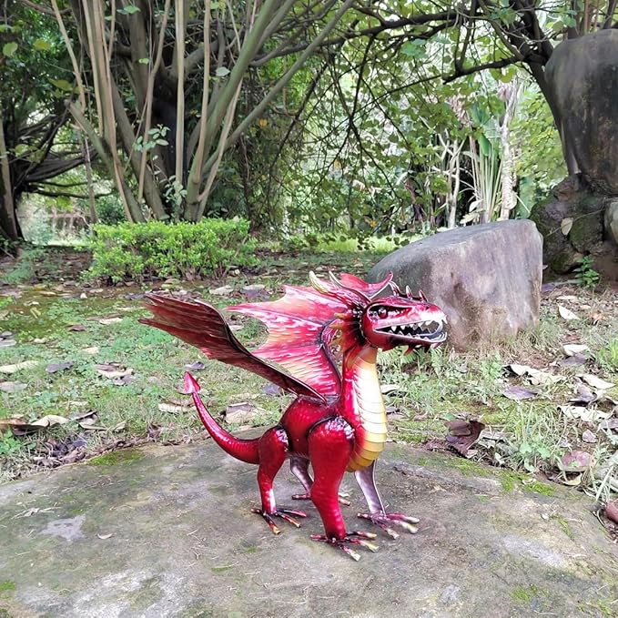 Decorative Fiery Red Dragon Figurine, Vasuki The Dragon Statue, Design Tales of legendia Flying Dragon Statue, The Dragon of Mythical Castle Garden Statue
