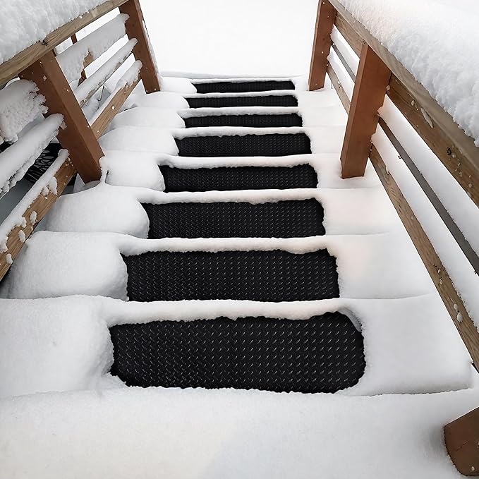 Heated Snow Melting Mat for Outdoor Stairs, Non-Slip (10in x 30in*3)