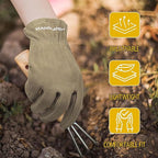 HANDLANDY Kids Genuine Leather Work Gloves for ages 3-11, Children Gardening Gloves for Boys, Girls (Small (for age2-4), 2 pairs)