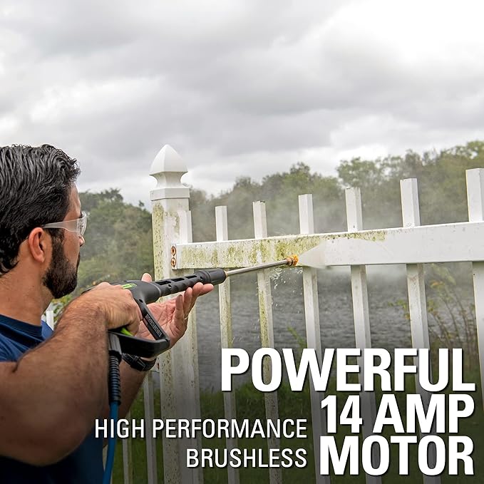 Greenworks 2300 PSI TruBrushless (2.3 GPM) Electric Pressure Washer, 25’ Hose, Quick Connect Wand, 15, 24, 40 Degree Soap and Turbo Nozzle
