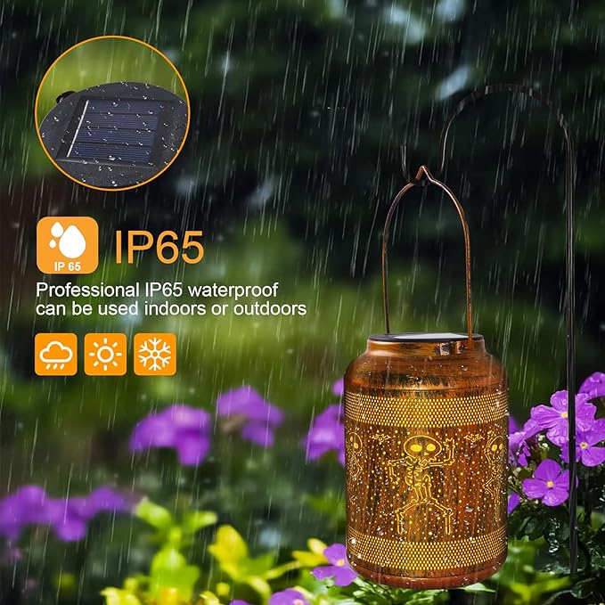 Solar Halloween Decorations Outdoor Lantern , Birthday Gifts for Women, Solar Lights Outdoor Waterproof LED Decorative Garden for Lawn, Landscape, Patio, Porch Hanging Lantern for Ladies, Mom, Grandma
