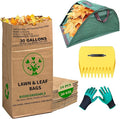 30 Gallon Heavy Duty Brown Paper Lawn and Leaf Bags with 22 GAL Dustpan-Type Bag and Leaf Scoops| 2-Ply Large Kraft Paper Bags (10 Count) | Tear Resistant Yard Waste Bag for Home and Garden