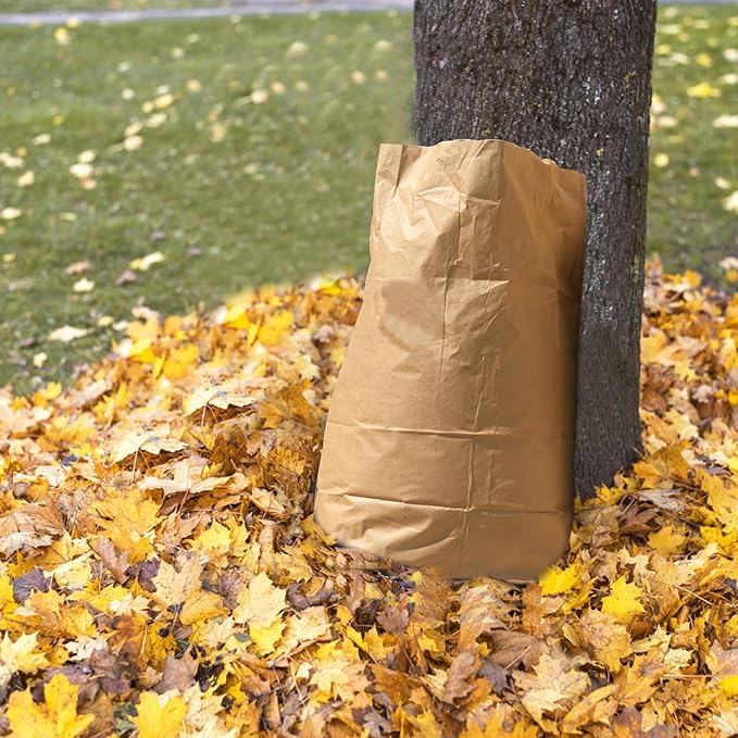 Lawn & Leaf Bags, heavy-duty 2-layer Brown paper, Home and Garden Yard Waste Compost Refuse Paper Bags (30 Gallon，5pack)