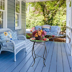 MUMTOP Outdoor Side Table - Small Mosaic Patio Tables, 14” Round Accent End Coffee Glass Plant Stand for Garden Living Room(Poppy)