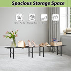 1 Tier Plant Stand Indoor Outdoor, 2 Pack Foldable Heavy Duty Metal Plant Shelf, Multi-Plant Display Flower Pot Holder for Garden Patio Balcony, Black