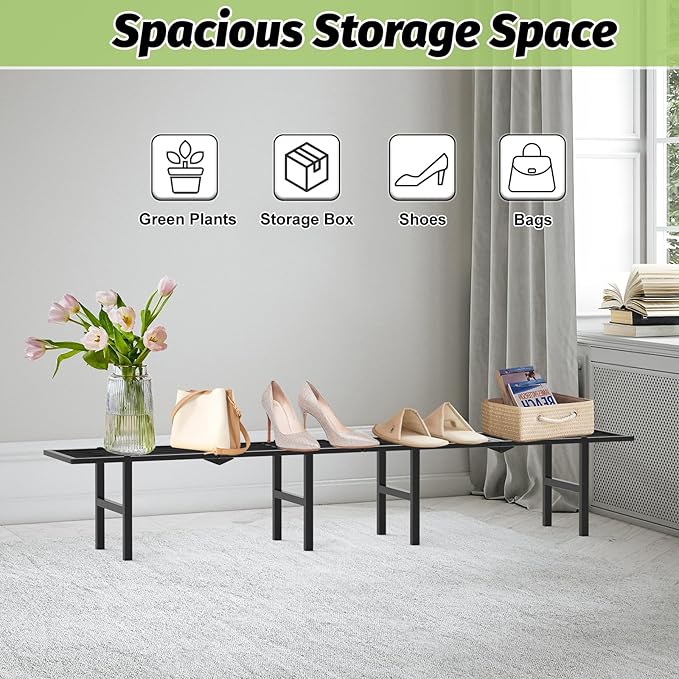 1 Tier Plant Stand Indoor Outdoor, 2 Pack Foldable Heavy Duty Metal Plant Shelf, Multi-Plant Display Flower Pot Holder for Garden Patio Balcony, Black