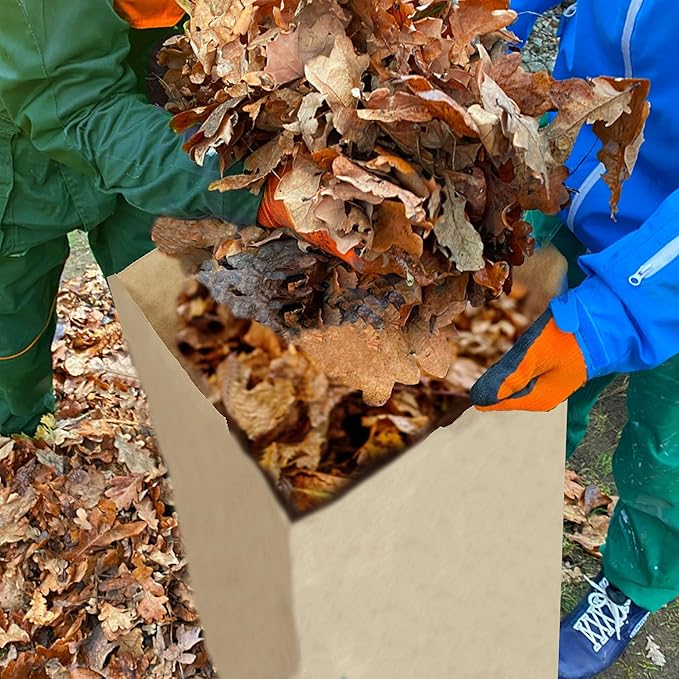 Lawn & Leaf Bags, heavy-duty 2-layer Brown paper, Home and Garden Yard Waste Compost Refuse Paper Bags (30 Gallon，5pack)