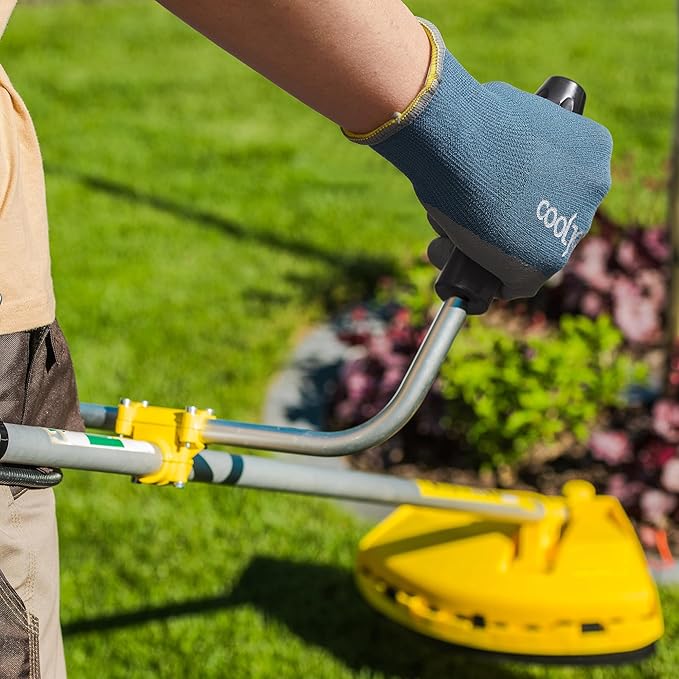 COOLJOB 2 Pairs Micro-Foam Nitrile Safety Work Garden Gloves with Touchscreen Fingers, Lightweight Working for Men’s Sweaty Hands, Non-slip Coated Grip Fits Most Tasks, Medium, Blue & Black