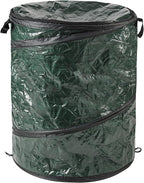 Wakeman Collapsible Trash Can - Pop Up 44-Gallon Outdoor Portable Garbage Bag Holder with Zippered Lid - Recycle Bin for Camping or Parties (Green)