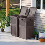 Patiowell 36 Gallon Outdoor Trash Can, Resin Outdoor Garbage Can with Lid for Patio, Backyard, Deck, Dark Brown (2 Pack)