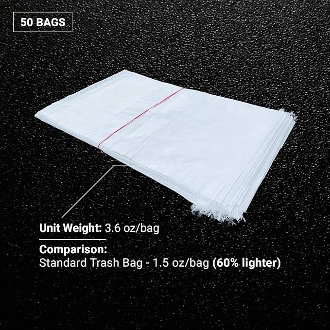 Sandbaggy Large Sandbags - Size: 25" x 40" - Thick Heavy Duty Contractor Bags, Heavy Duty Garbage Bags, Dumpster Bag, Construction Trash Bags, 6 mil (50 Bags)
