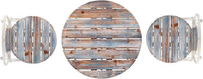 Alpine Corporation Indoor/Outdoor 3-Piece Wood and Metal Bistro Set Table and Folding Chairs Patio Seating