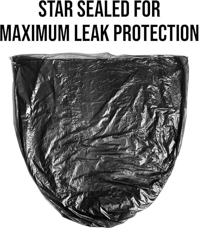 Aluf Plastics T-Tough Roll Pack Low Density Repro Blend Star Seal Coreless Rolls Bag, 33 Gallon Capacity, 39" Length x 33" Width, XXH Strength, Black (Pack of 100)