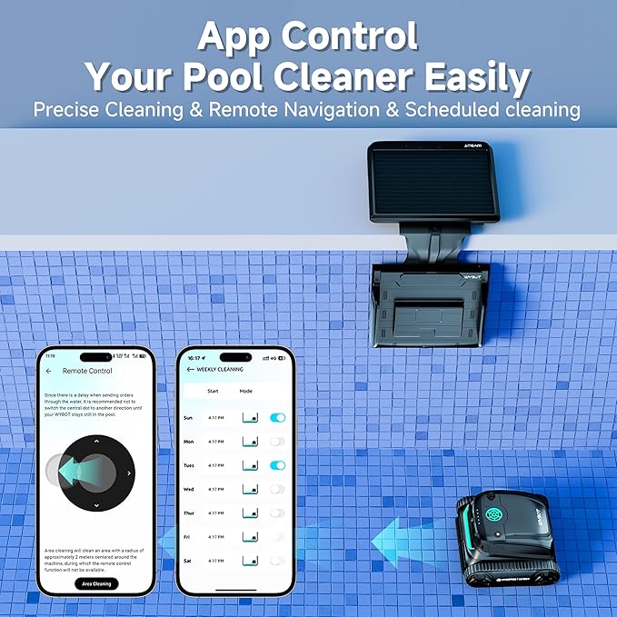 (2025 New) WYBOT S2 Solar Vision Robotic Pool Vacuum Cleaner, AI Vision, Smart Auto Docking, Dual Charging, Scheduled & Area Cleaning, 3D Adsorption for In-Ground Pools, Grey&Green