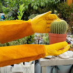 Acdyion Gardening Gloves for Women/Men Rose Pruning Thorn & Cut Proof Long Forearm Protection Gauntlet, Resistant Thick Cowhide Leather Work Garden Gloves