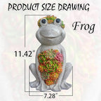 Large Frog Solar Garden Outdoor Statues with Succulent and 8 LED Lights,Outside Solar Frog Art Decor for Lawn,Yard, Balcony Ornament