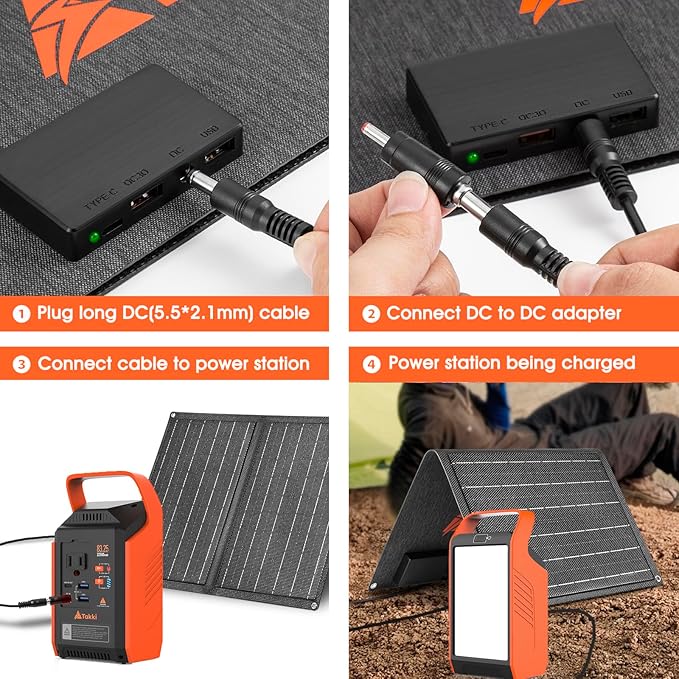 Takki 120W Peak Solar Generator with 21W Panel 83Wh Portable Power Station Solar Power Bank with 110V AC Outlet for Camping Home Use Outdoor Emergency Fan Laptop Hurricane