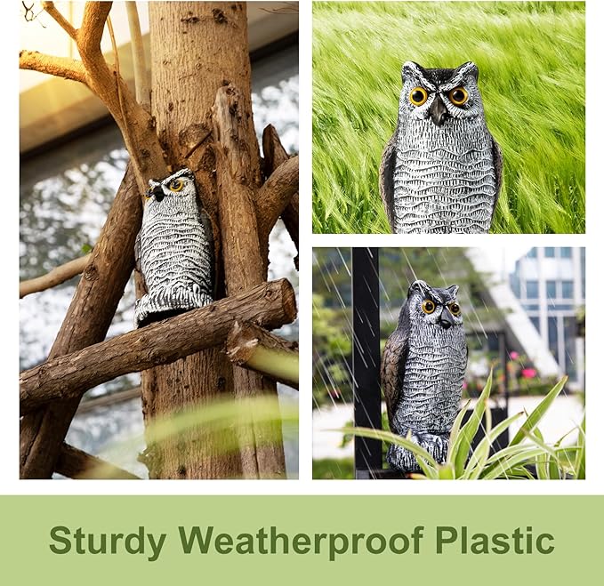 OFFO Bird Scare Devices Plastic Owl Scarecrow for Halloween Decorations Outdoor Garden, Yard, Pool Decoration, 8.3 in Height, Brown and White