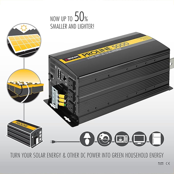 Wagan EL3742 3000 Watt Power Inverter with Remote Control 6000 Watt Surge Peak Power converter for Home RV Camping Van Life Off Grid