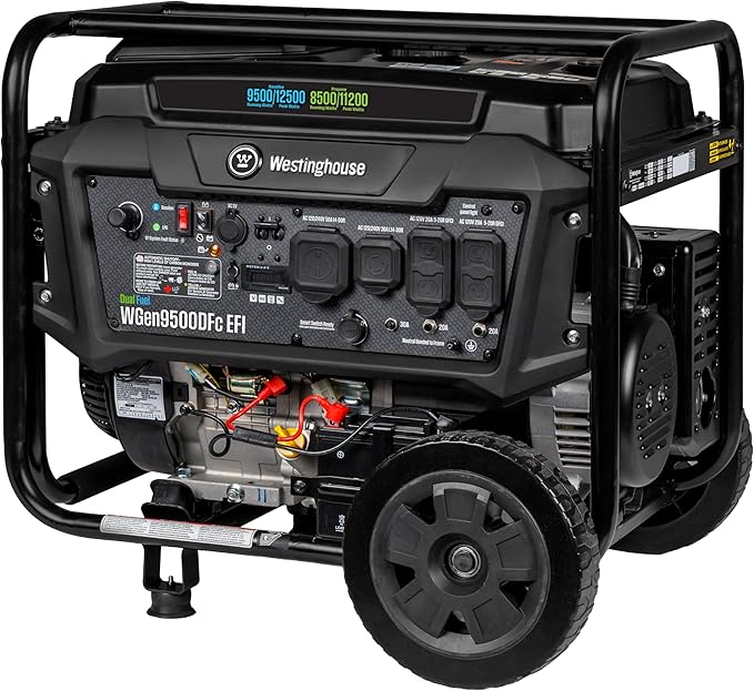 Westinghouse 12500 Peak Watt EFI Dual Fuel Home Backup Portable Generator, Remote Electric Start, Transfer Switch Ready, Gas and Propane Powered, CO Sensor, CARB Compliant