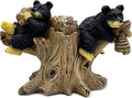2 Black Bears on Branch Statue Figurine Sculpture Resin Collectible Gifts for Bear Lover Office Home Decor Desk Accessories Decoration Garden Figurines Outdoor Decor