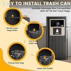 22 Gallon Outdoor Trash Can Waterproof Resin Patio Garbage Can for Outdoor Trash Bin for Patio, Garden,Black