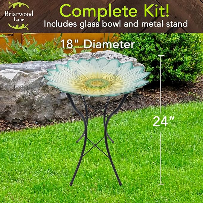 Briarwood Lane Daisy Glass Bird Bath