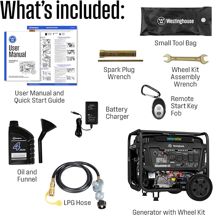 Westinghouse 12500 Peak Watt EFI Dual Fuel Home Backup Portable Generator, Remote Electric Start, Transfer Switch Ready, Gas and Propane Powered, CO Sensor, CARB Compliant