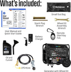 Westinghouse 12500 Peak Watt EFI Dual Fuel Home Backup Portable Generator, Remote Electric Start, Transfer Switch Ready, Gas and Propane Powered, CO Sensor, CARB Compliant