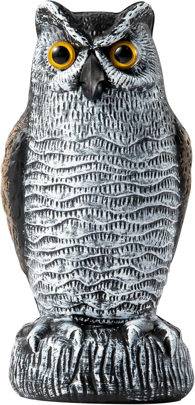 OFFO Bird Scare Devices Plastic Owl Scarecrow for Halloween Decorations Outdoor Garden, Yard, Pool Decoration, 8.3 in Height, Brown and White