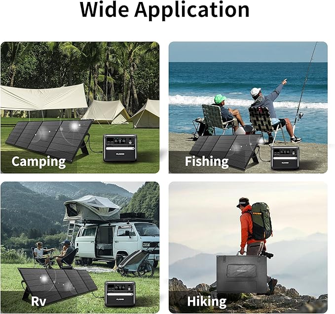 400W Portable Solar Panel for Power Station Generator,400 Watt Foldable Solar Panel Charger with MC4 Output,3-in-1 DC Connector,23.5% High Efficiency for Outdoor Camping RV Travel (400W)