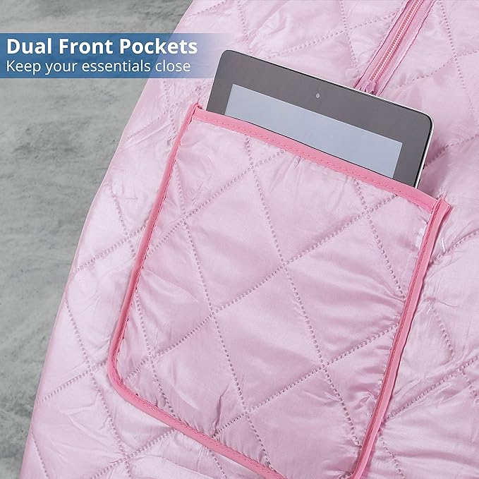 Durasage Oversized Portable Steam Sauna Spa for Home – 800W Steam Generator, 60-Minute Timer, Foldable Chair Included, Spacious Design, 1.5-Year Warranty (Light Pink)