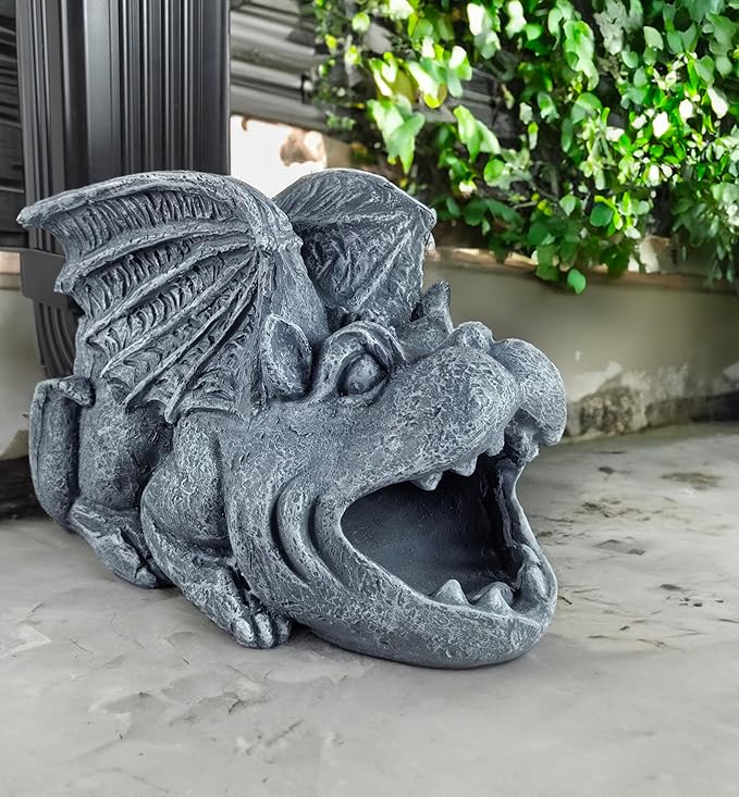 Gargoyle Statues Garden Decoration, Resin Statue Outdoor Decor, Animal Downspout Diverter, Decorative Gutter Extension, 3"4" Downspout Extender Diverter Splash Block