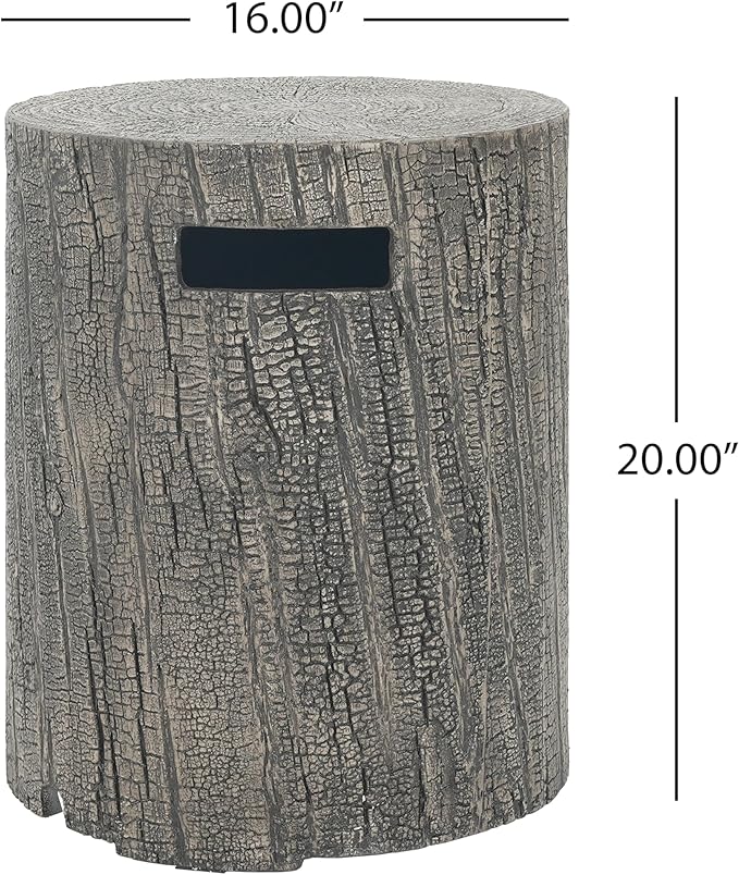 Propane Tank Cover Table for Fire Pits, 20 LB MGO Propane Tank Holder with Side Handles, Outdoor Tank Storage Side Table for Patio, Gas Griddle, Tree-Like Surface, Light Gray