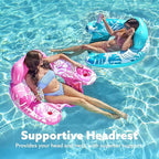 SLOOSH Inflatable Pool Floats Adult,2 Pack Pool Chairs with Cup Holders,Blow up Floats Chair,Hammock Noodle Mat for Relaxing Summer Water Fun Swimming Party Beach