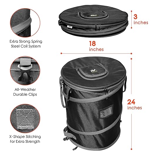 Collapsible Bin Trash & Recycle/Utility, Perfect for Camping, Laundry, Storage and Garden, Waterproof Vinyl and Tear Resistance, Trash and/or Recycle, Two 13 Gallon Bags