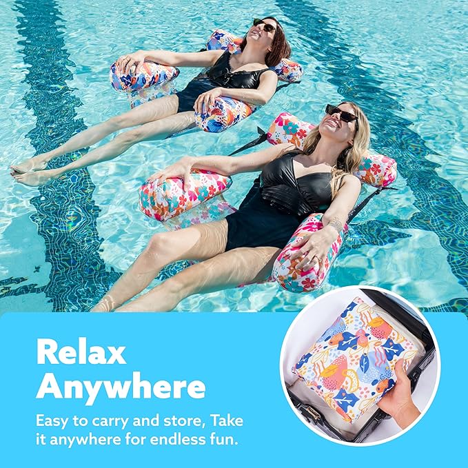 SLOOSH Inflatable Pool Floats Adult,2 Packs Floating Lounge Chairs,Blow up Pool Noodles for Adult Heavy Duty,Floating Chair for Party Summer Water Beach Lake Fun