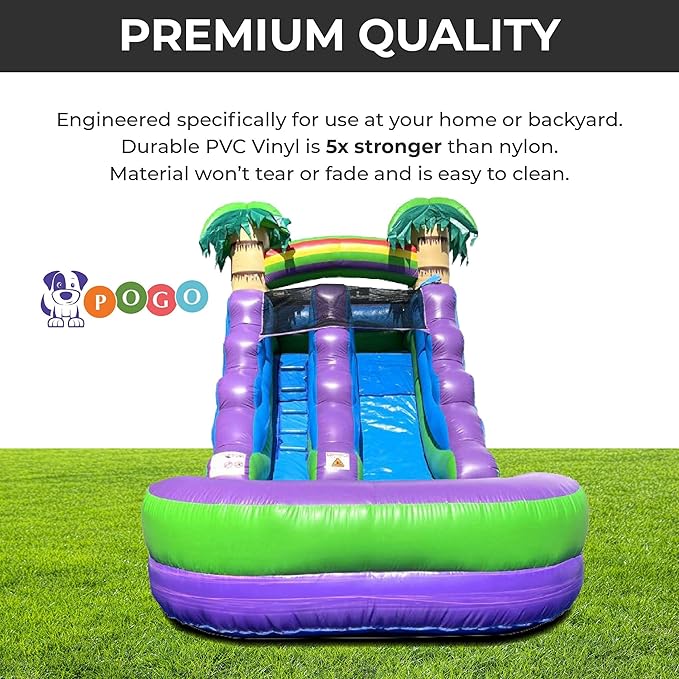 Inflatable Water Slide for Kids & Toddlers with Inflatable Pool, Backyard, Park or Commercial Use, Outdoor Water Play, Includes Blower Stakes, Splash Pool & Storage Bag, Large 21' x 9' x 12'