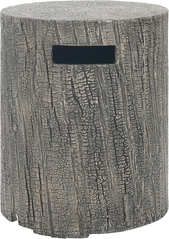 Propane Tank Cover Table for Fire Pits, 20 LB MGO Propane Tank Holder with Side Handles, Outdoor Tank Storage Side Table for Patio, Gas Griddle, Tree-Like Surface, Light Gray