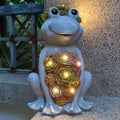 Large Frog Solar Garden Outdoor Statues with Succulent and 8 LED Lights,Outside Solar Frog Art Decor for Lawn,Yard, Balcony Ornament