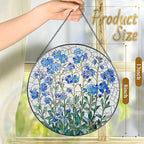 8 Inch Stained Glass Window Hanging, Forget Me Not Flower Stained Glass Suncatcher, Window Decor, Plant Lover Gift for Women, Forget Me Not Gifts for Couples, Best Friend, Family, Colleague, Classmate