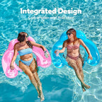 SLOOSH Inflatable Pool Floats Adult,2 Pack Pool Chairs with Cup Holders,Blow up Floats Chair,Hammock Noodle Mat for Relaxing Summer Water Fun Swimming Party Beach