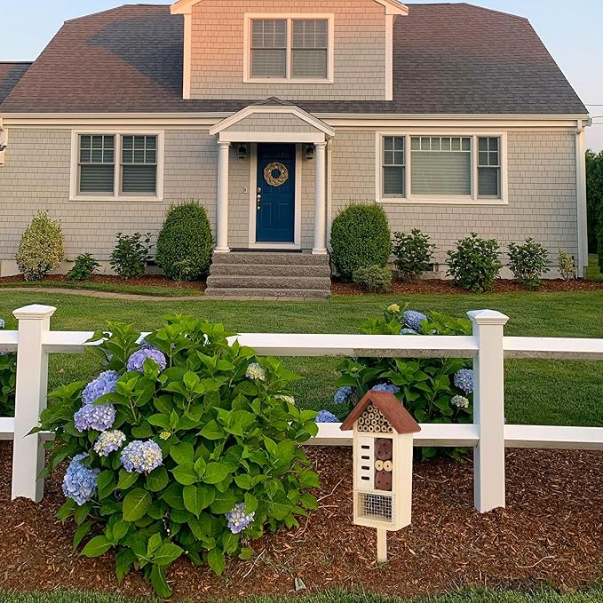 Lulu Home Wooden Insect House with Stake, Hanging & Inserting Two Mount Ways Insect Hotel for Bee, Butterfly, Ladybirds, Beneficial Insect Habitat, Bug Hotel Garden, 19.7 X 3.4 X 5.4 Inch